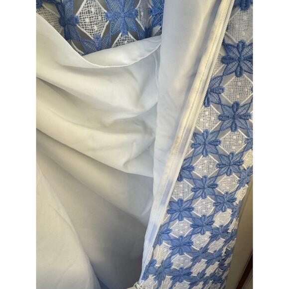 SHOSHANNA Rachel Ruffle Lace Midi Dress Size 12 Blue & White Wedding Guest - Picture 13 of 14